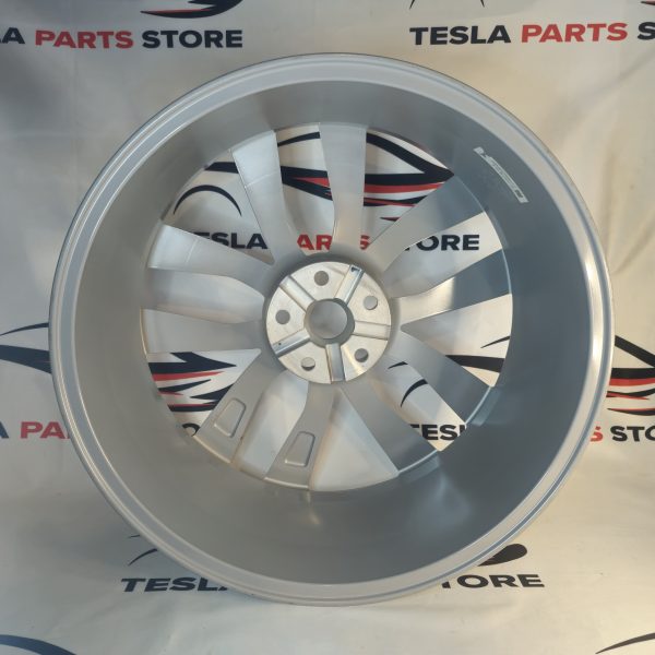 Tesla Model S 21″ Silver Rim OEM 1075748-01-D FRONT - Image 2