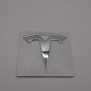 Emblem Tesla Front/Rear Silver Chrome Metal