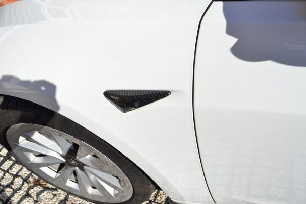 Tesla Model 3 Side Camera Caps Carbon Fibre Pattern Gloss - Image 3