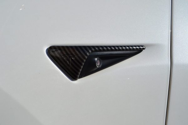 Tesla Model 3 Side Camera Caps Carbon Fibre Pattern Gloss