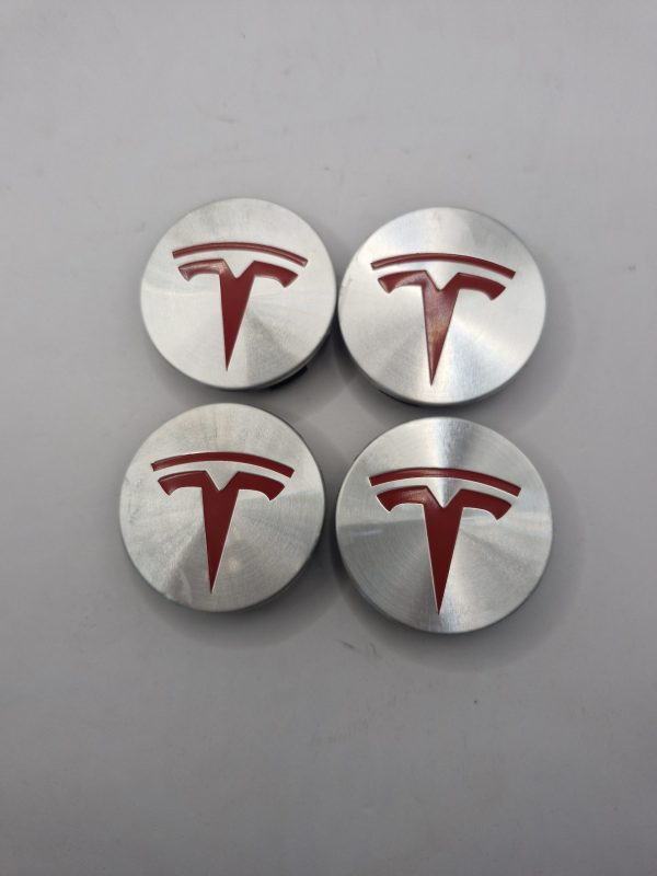 Wheel Hub Cap Set Of Four Red And Chrome