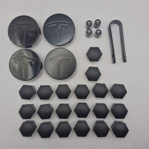 Hub Cap Kit, With Dust Caps And Lug Nut Caps Black On Black