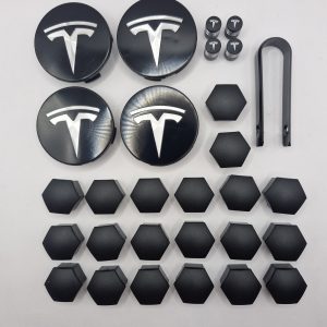 Hub Cap Kit, With Dust Caps And Lug Nut Caps Brushed Aluminum And Black