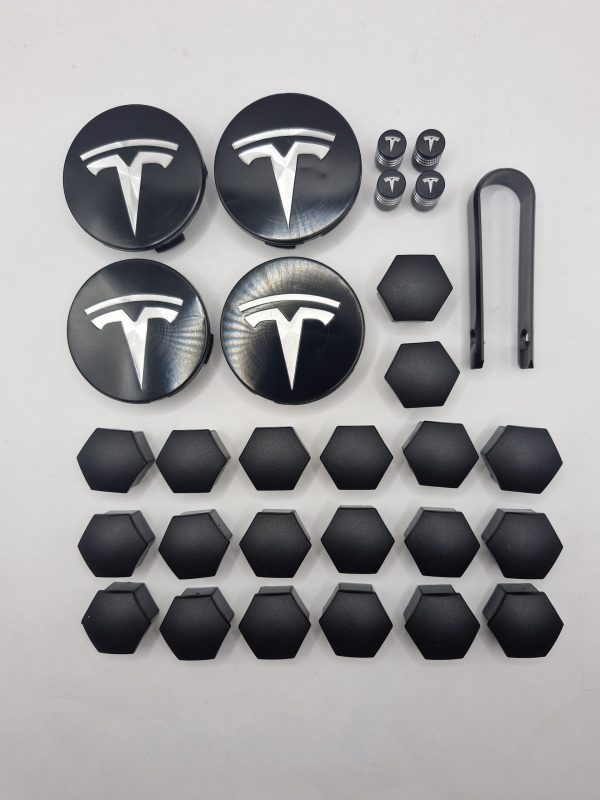 Hub Cap Kit, With Dust Caps And Lug Nut Caps Brushed Aluminum And Black