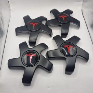 Wheel Hubcap Spider Black And Red For Tesla Models 3/Y