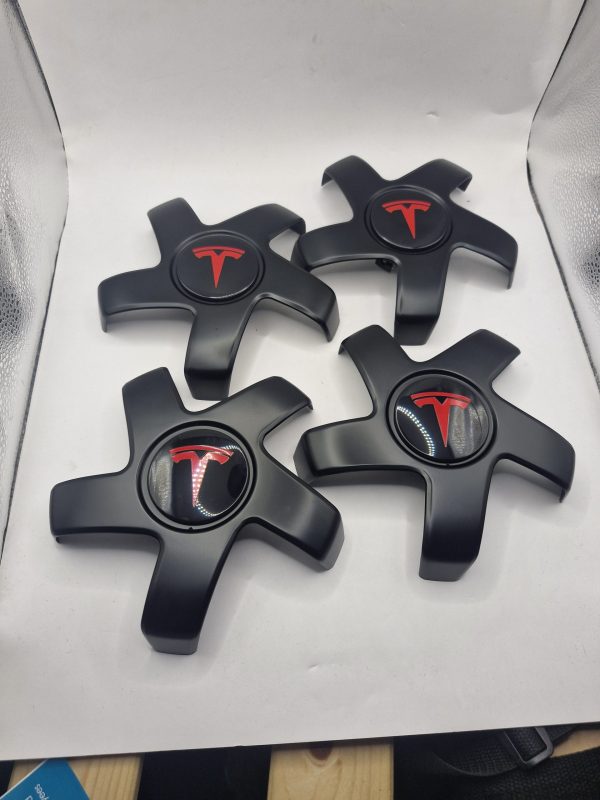 Wheel Hubcap Spider Black And Red For Tesla Models 3/Y