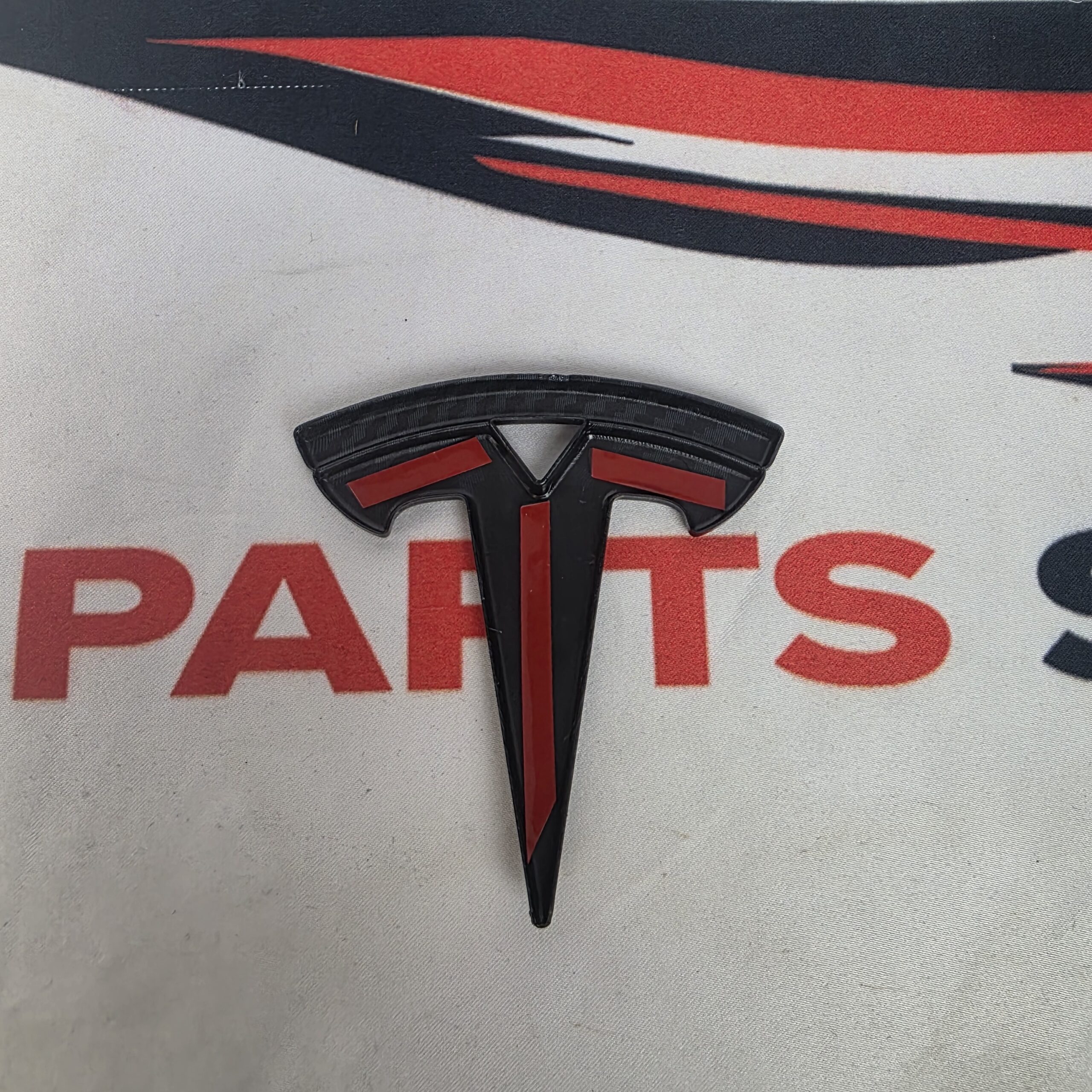 Tesla Model S Carbon Fibre Style Front Badge Plastic Cover For The Front T - Image 2