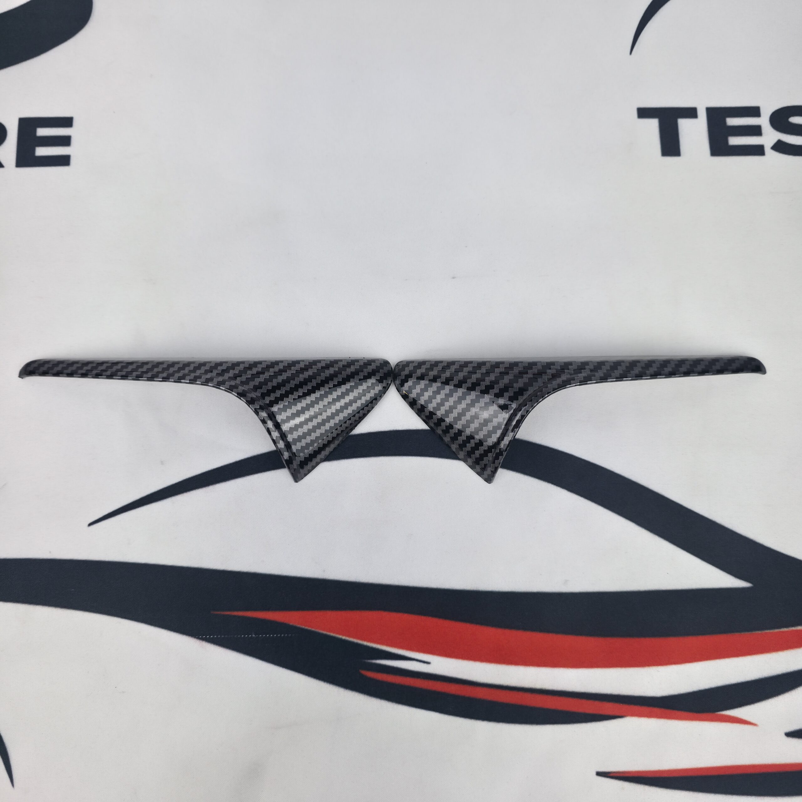Tesla Model 3 (2023+) / Y (2025+) Side Camera Caps Carbon Fibre Pattern Gloss